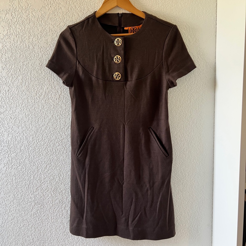 Tory Burch Wool Blend Dress Women's
Size SMALL Brown Office Career Business Gold